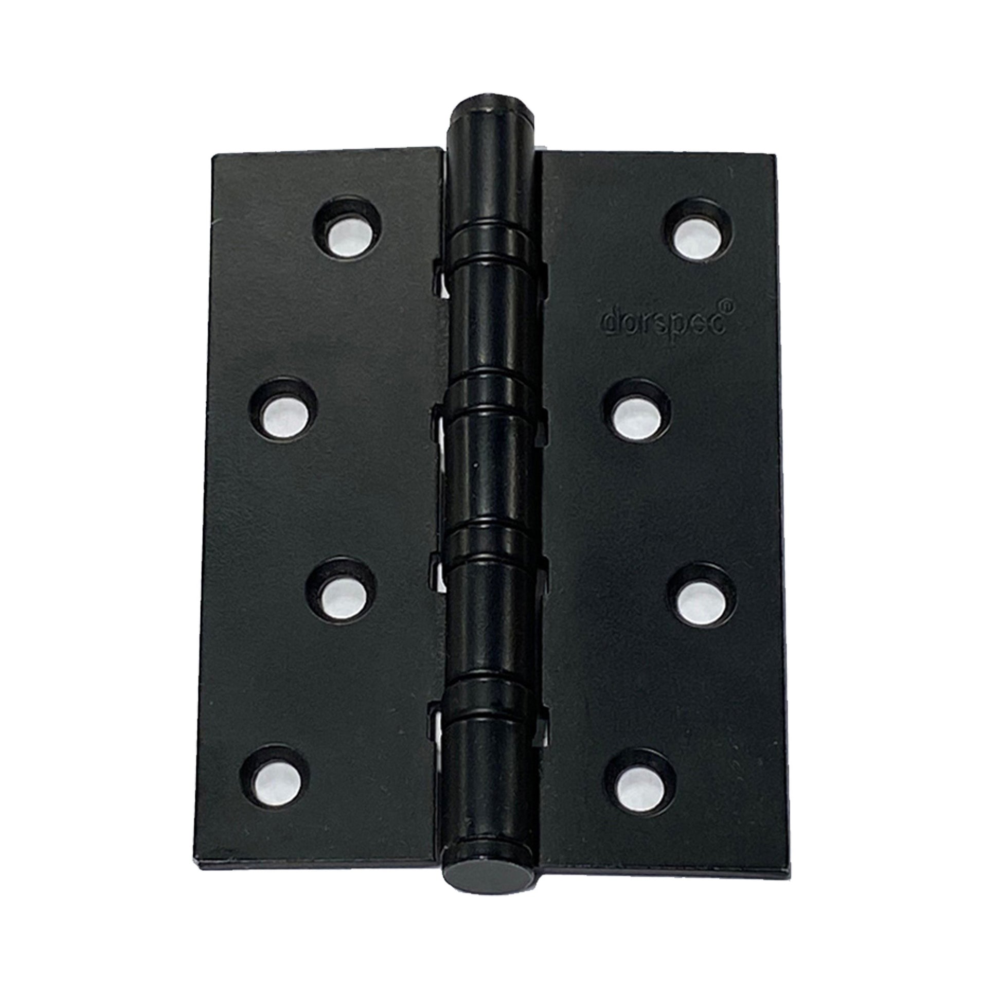 Flat Black 4" (100mm) Slimline Ball Bearing Hinge on a white background