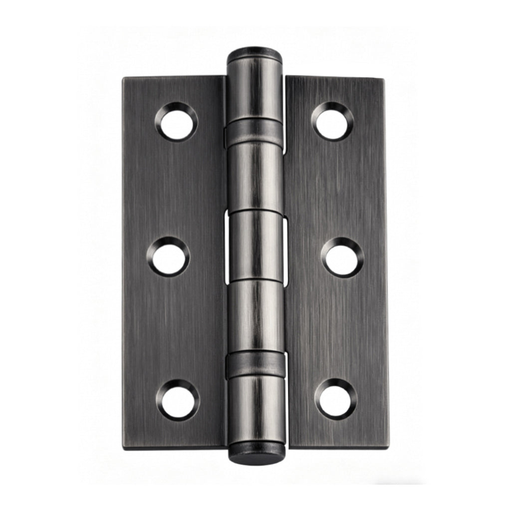 A Matt Satin Brass 3.5" (90mm) Slimline Ball Bearing Hinge on a white background.