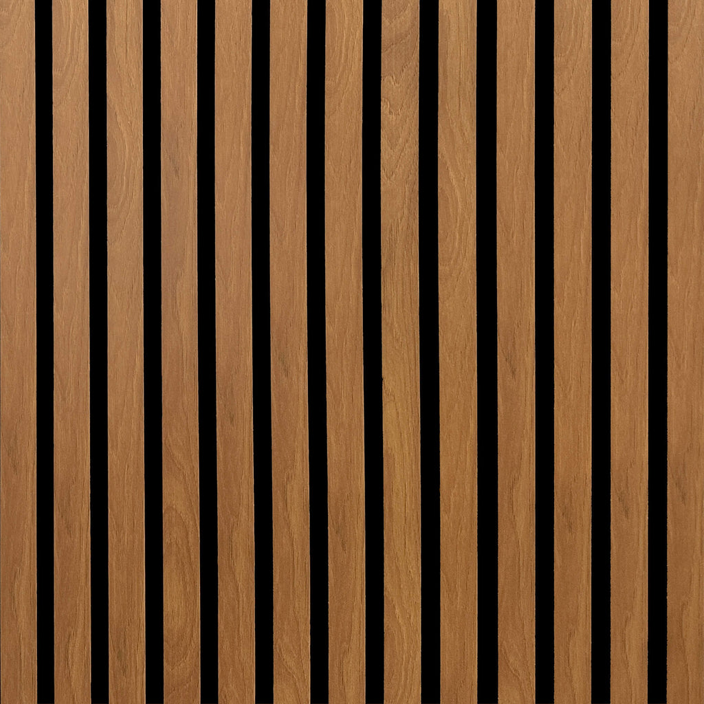 Close-up of a Light Walnut acoustic Slatwall Panel