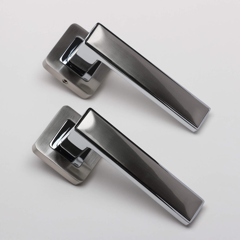 Alto Nickel Brushed & Polished Chrome Square Rose Handle
