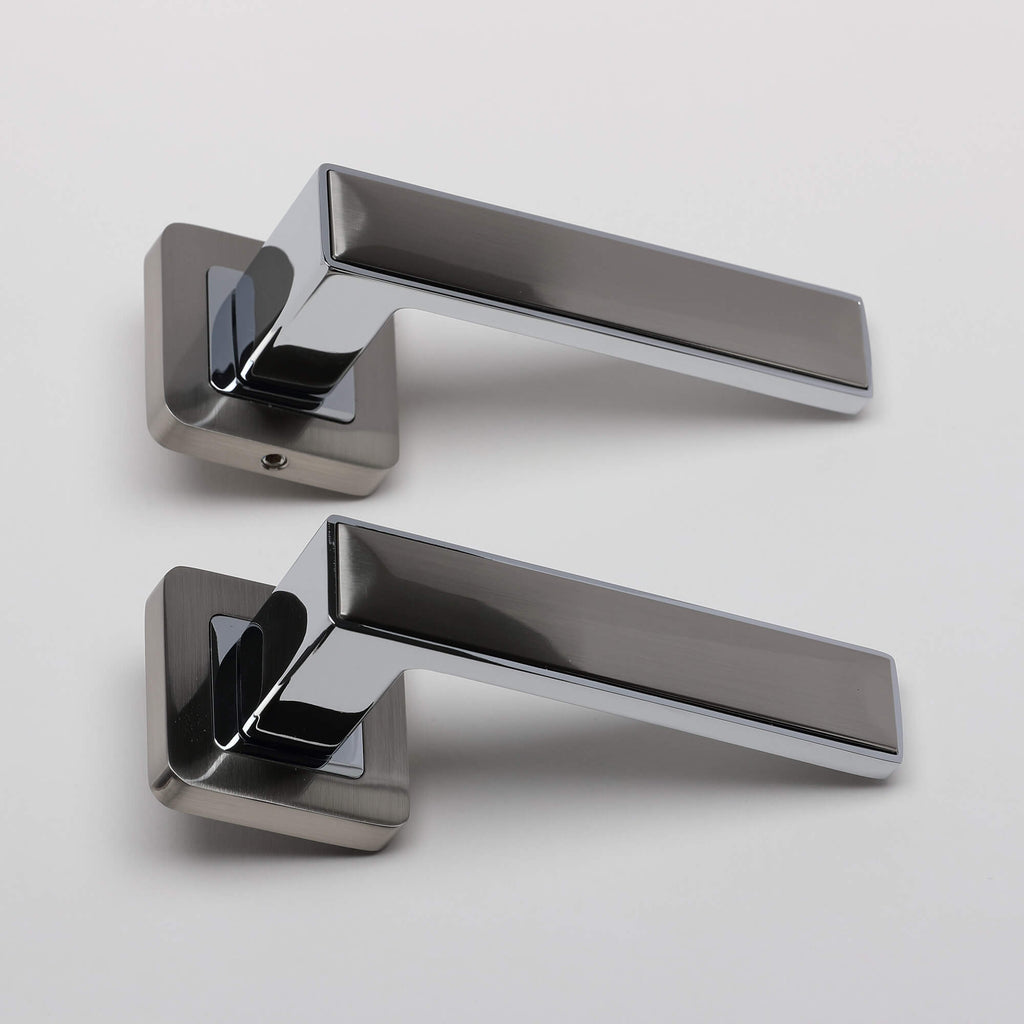 Alto Nickel Brushed & Polished Chrome Square Rose Handle