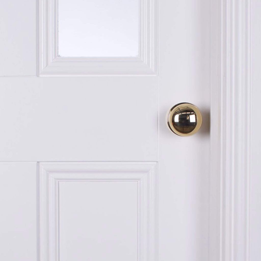 An Ardmore White Primed 2 Lite Pre-Glazed 40mm Internal Door with a gold doorknob