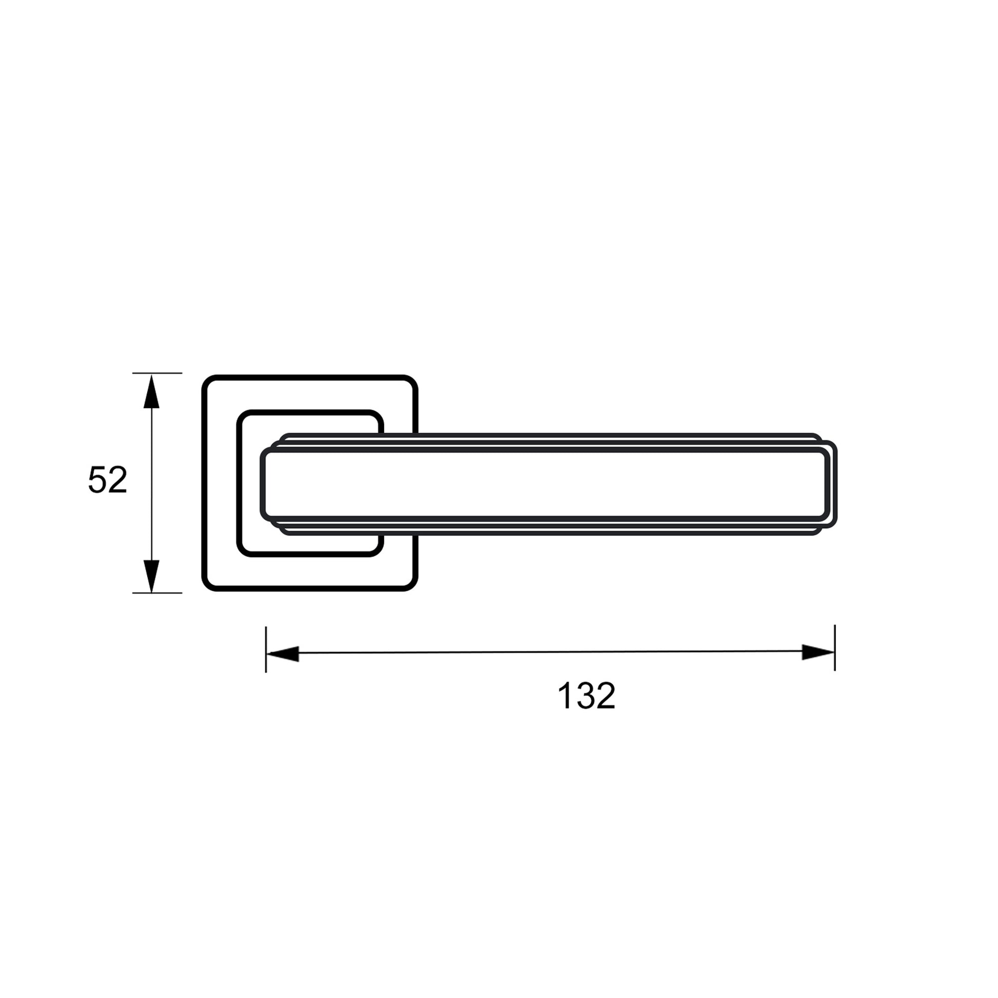 Technical drawing of an Ares Square Rose Handle.