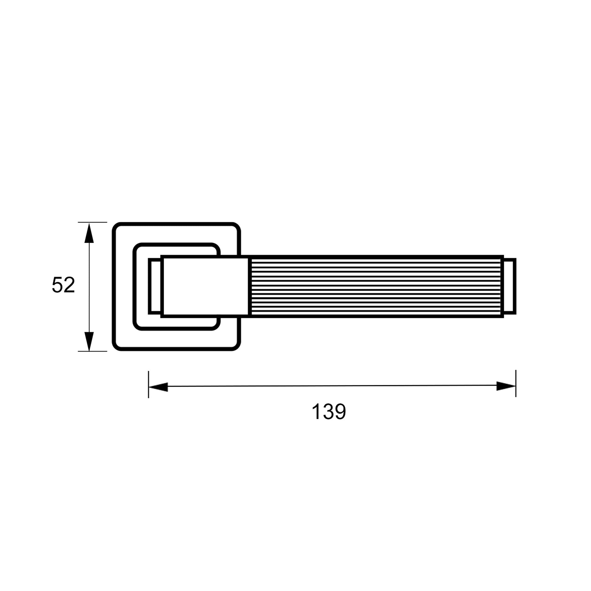 Technical drawing of an Athena Matt Coffee Square Rose Handle