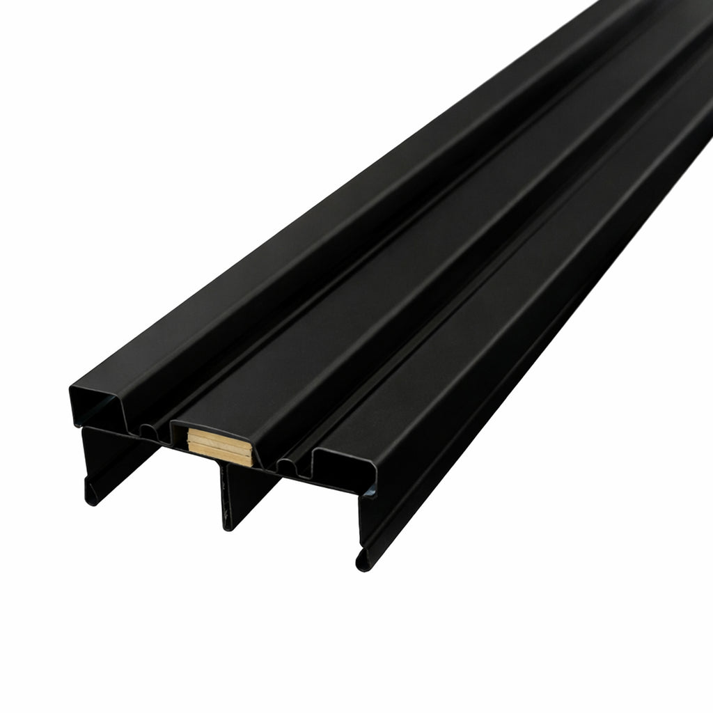 A right view of a Black Mirror Door Track on a white background