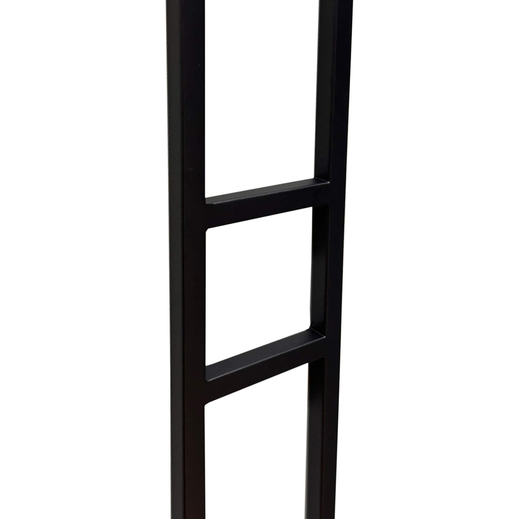 Close-up of a Black Modern Square Spindleon a white background