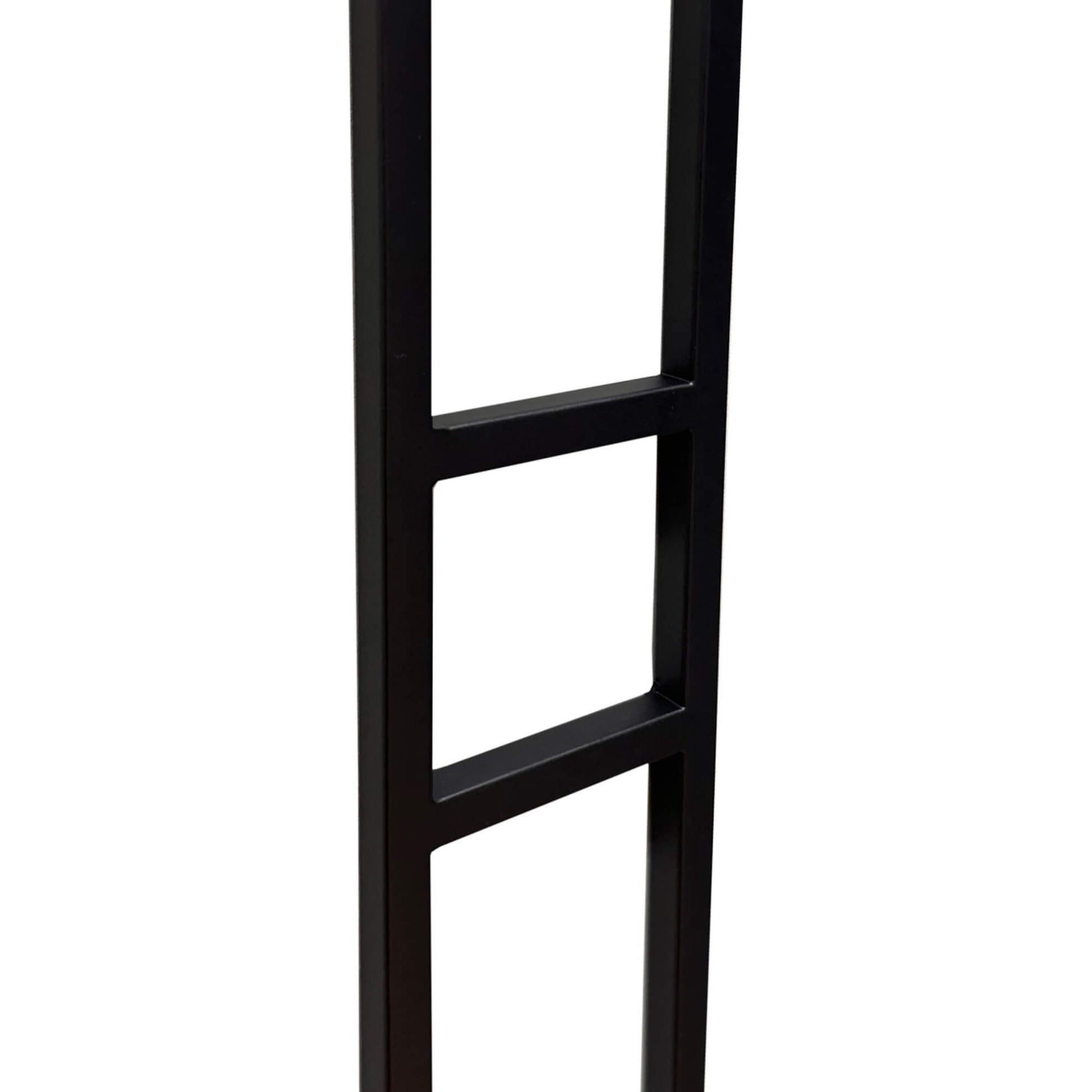 Close-up of a Black Modern Square Spindleon a white background