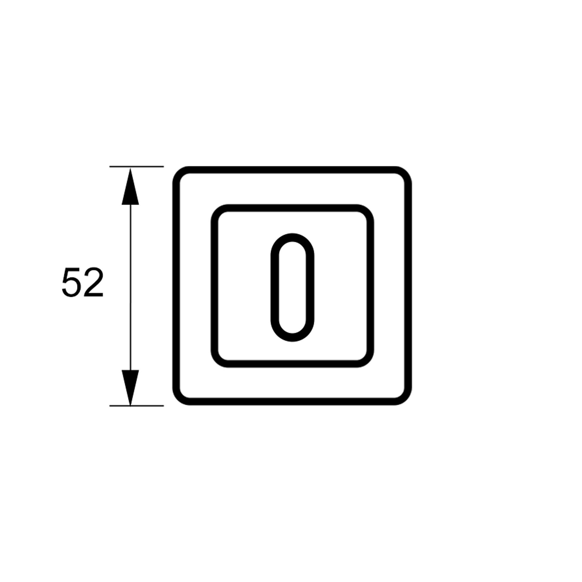 Technical drawing of an E3 Square Escutcheon on a white background.