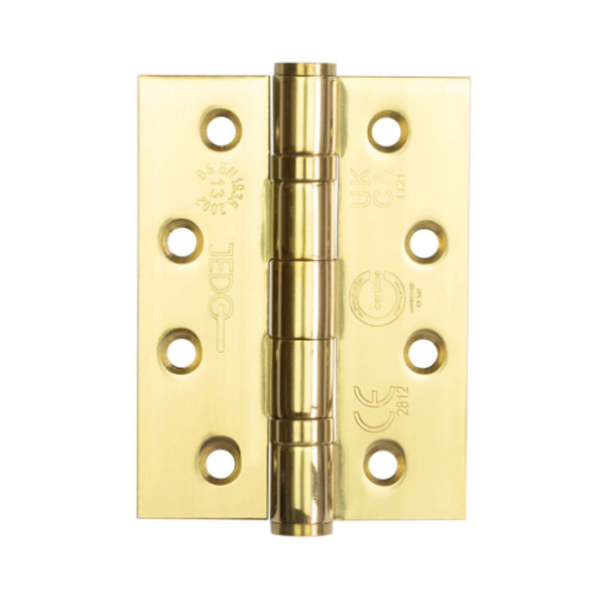 Electro Brassed 4" (100mm) grade 13 ball bearing door hinge on a white background.