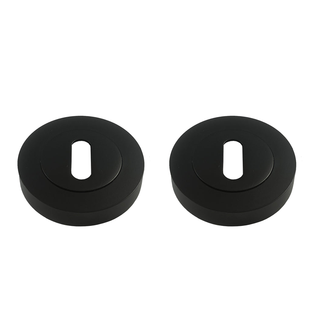 A Flat Black Round Escutcheon Set on a white background
