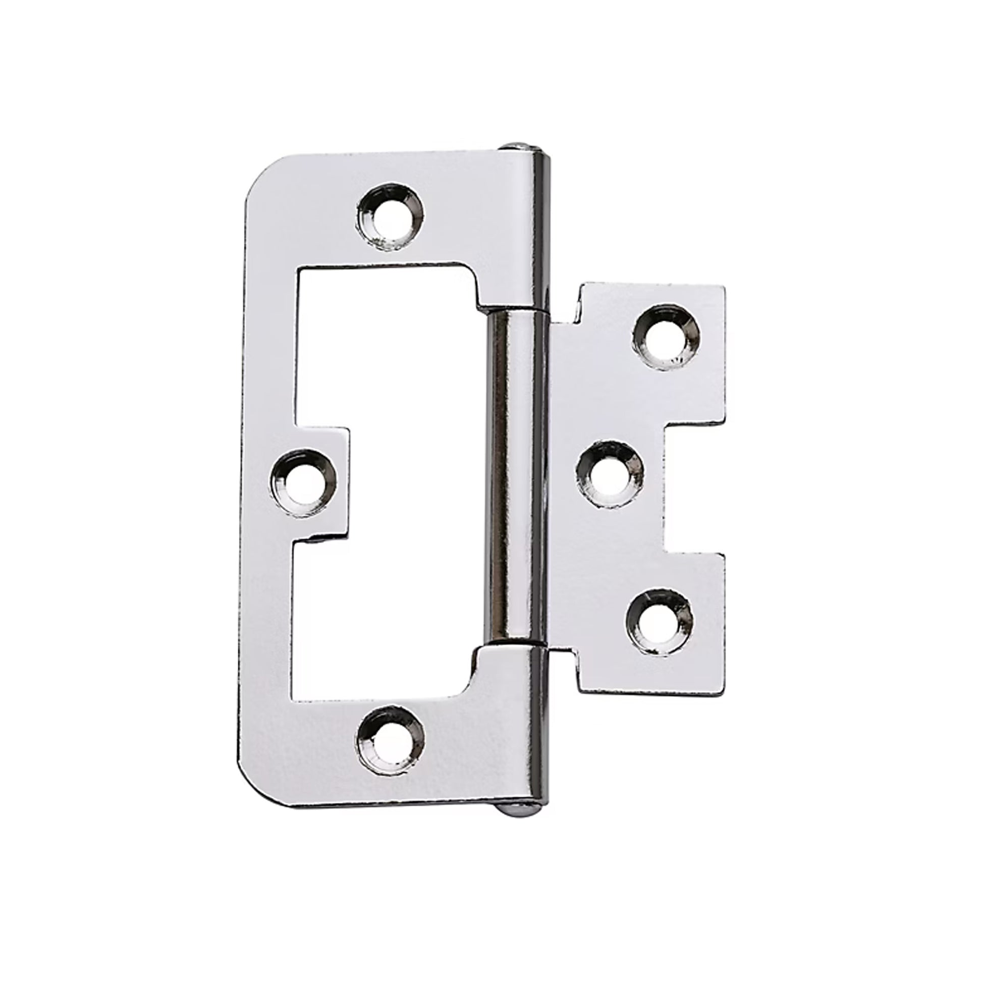 Close-up side view of a flush hinge