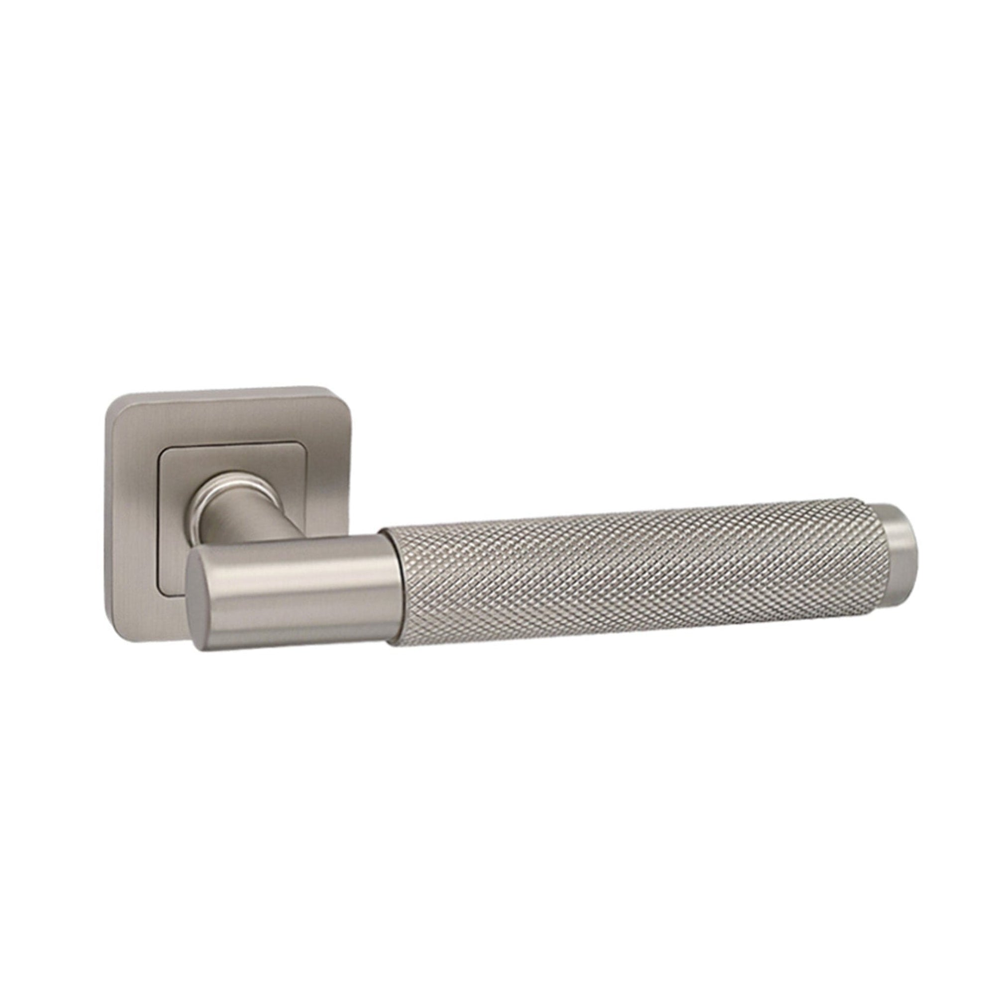 Knurled Matt Satin Nickel Square Rose Handle | Internal Door Handles ...