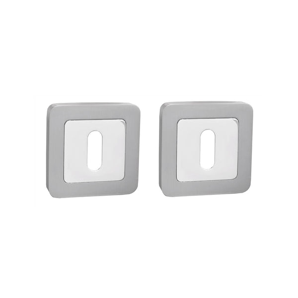 Matt Satin Nickel & Chrome Plated Square Escutcheon Set
