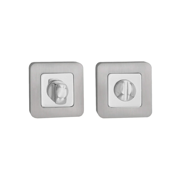 Matt Satin Nickel & Chrome Plated WC Square Thumbturn Set