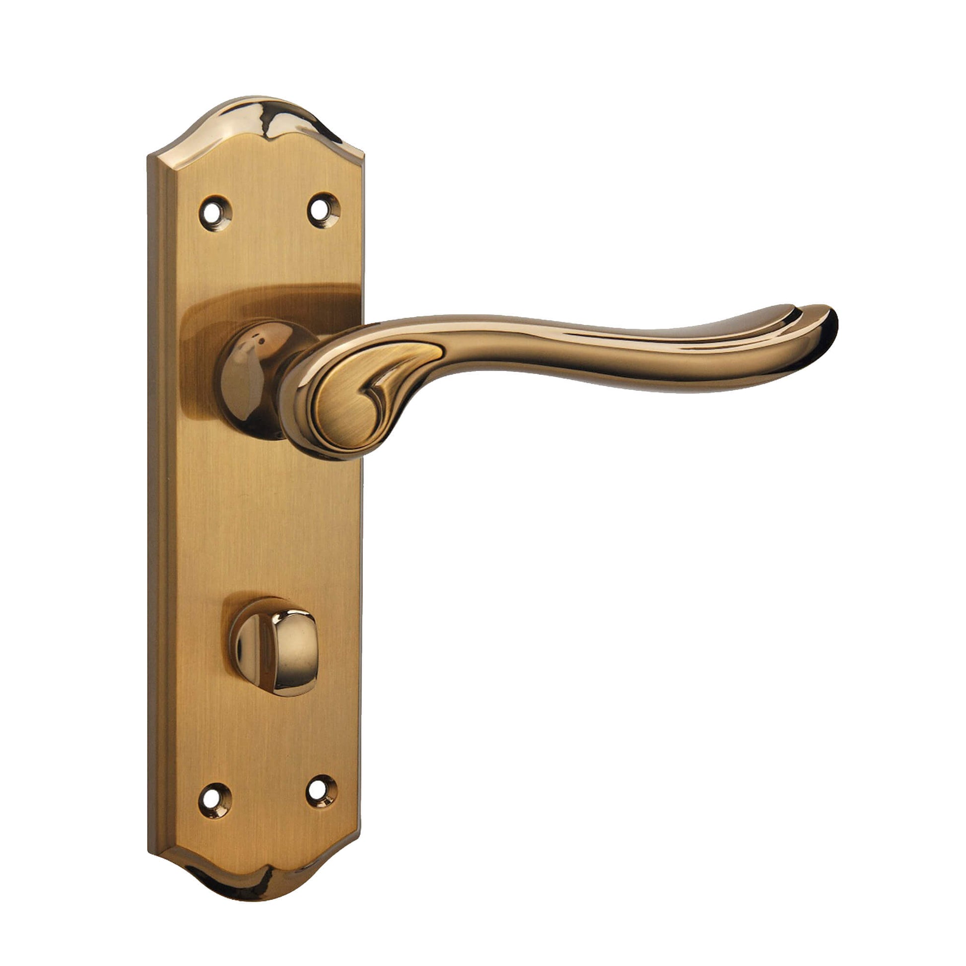 Monet Bright Coffee & Coffee Brushed Bathroom WC Backplate Handle on a white background