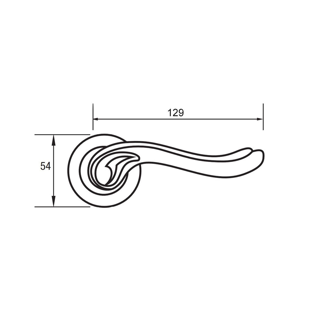 Technical Data of a Monet Round Rose Door Handle on a white background.