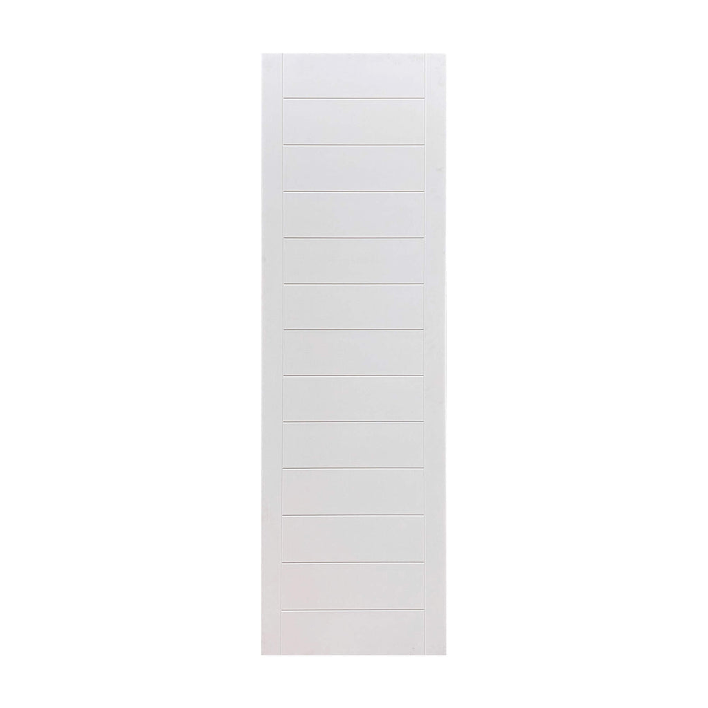 White primed 78in x 24in multidoor panel on a white background