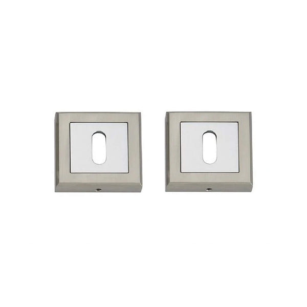 Nickel Brushed & Polished Chrome Square Escutcheon Set