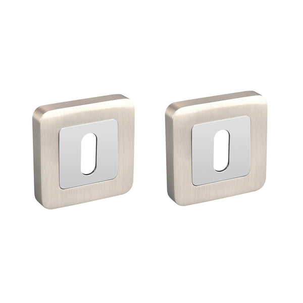 Nickel Brushed & Polished Chrome Square Escutcheon Set