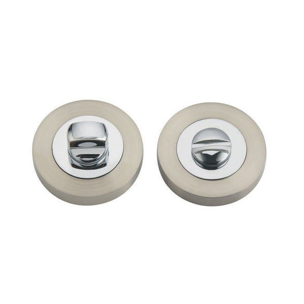 Nickel Brushed & Polished Chrome WC Round Thumbturn Set