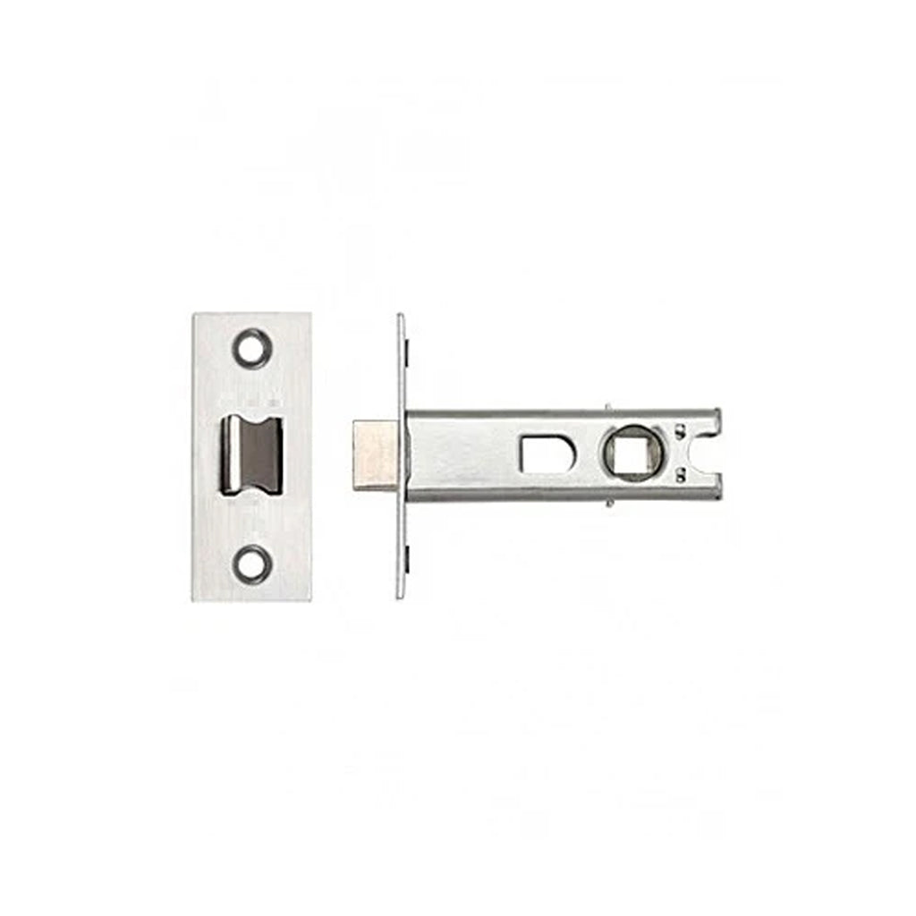 Nickel Plated Silver 3" Bolt Through Tubular Latch on a white background