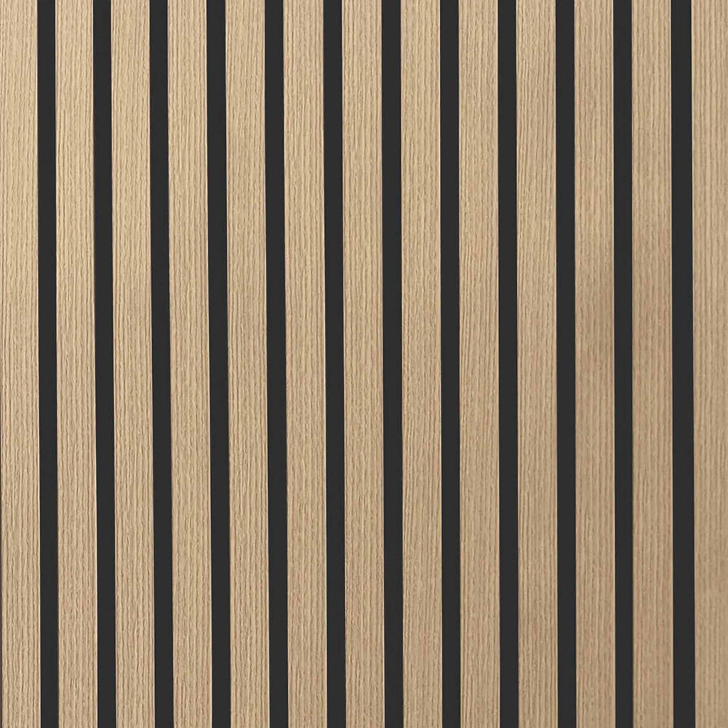 Close-up of a Oak Slatwall Acoustic board panel