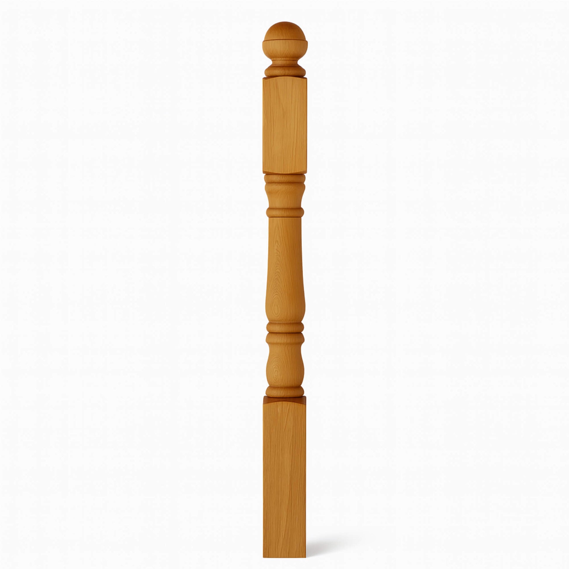 Oak Standard Newel Post on a white background