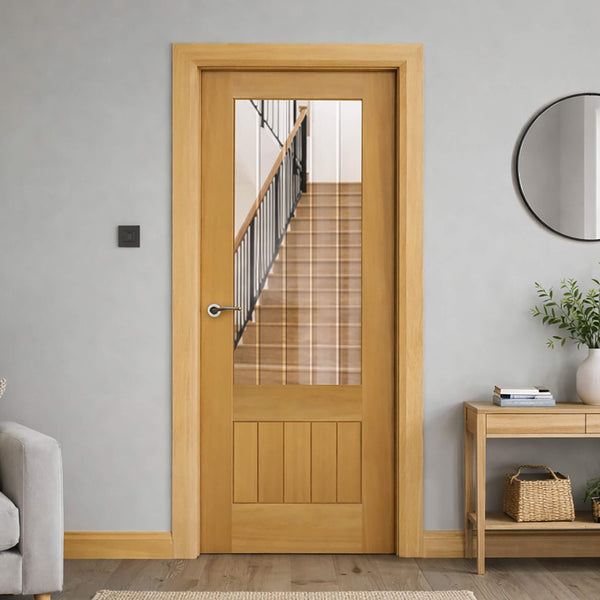 Panama White Oak 1 Lite Diamond Cut Pre-Glazed Door (35mm)