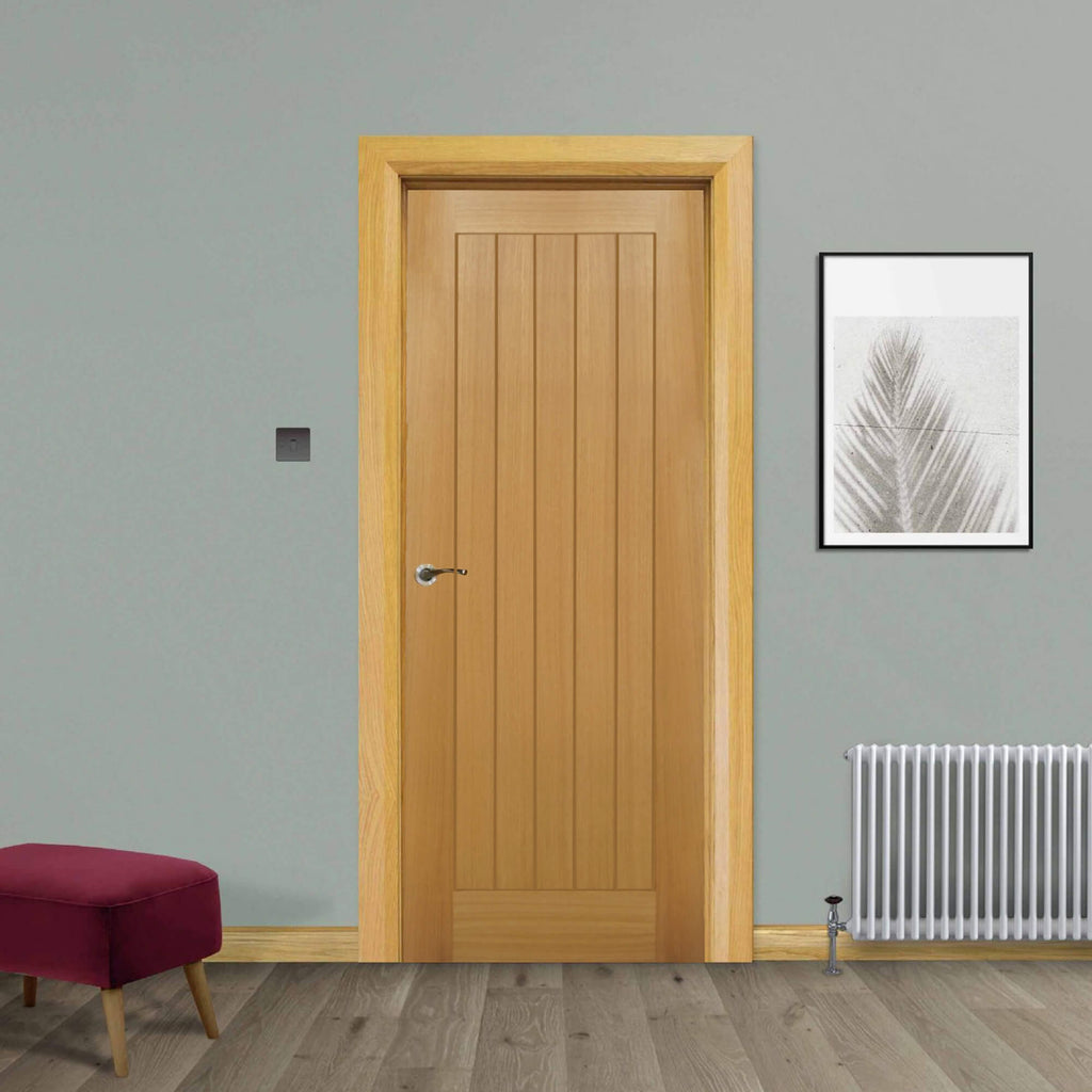 A Panama White Oak FD30 44mm Internal Fire Door in a home interior setting