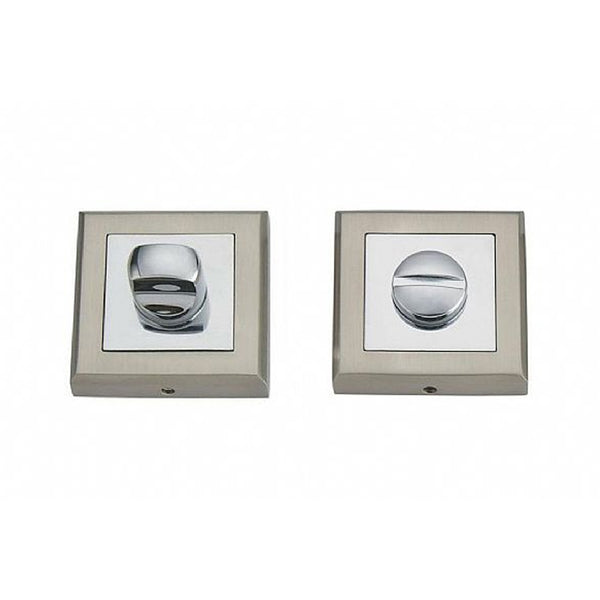 Nickel Brushed & Polished Chrome WC Square Thumbturn Set