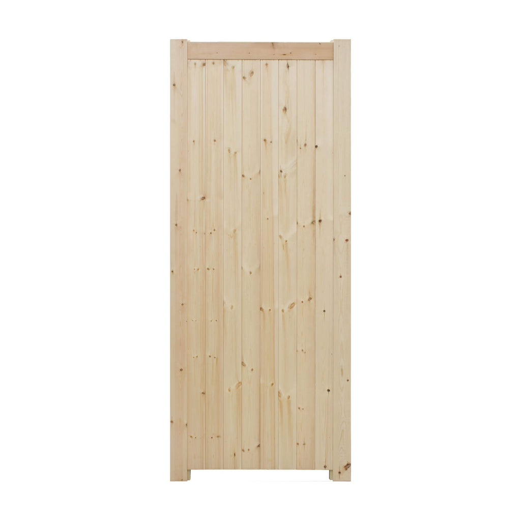Front view of a Redwood Pine FLBS 44mm External Door on a white background