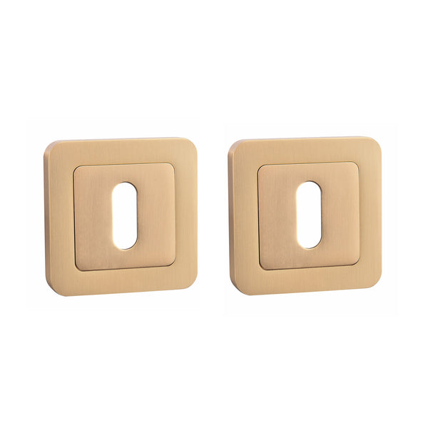 Satin Brass Square Escutcheon Set