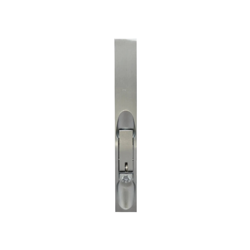 A Satin Chrome 6" Flush Bolt on a white background