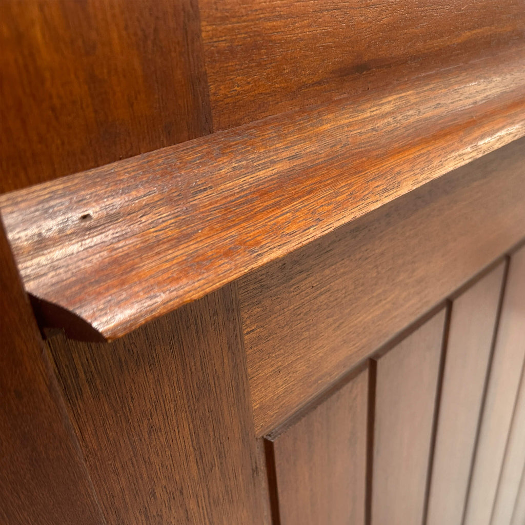 Close-up of a Stable Mahogany 4 Lite Pre-Glazed Door with a focus on the rebated edge and panel details.