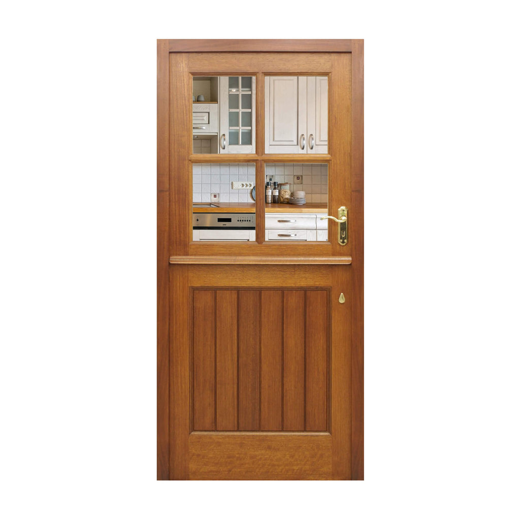 Stable Mahogany 4 Lite Pre-Glazed 44mm External Door on a white background