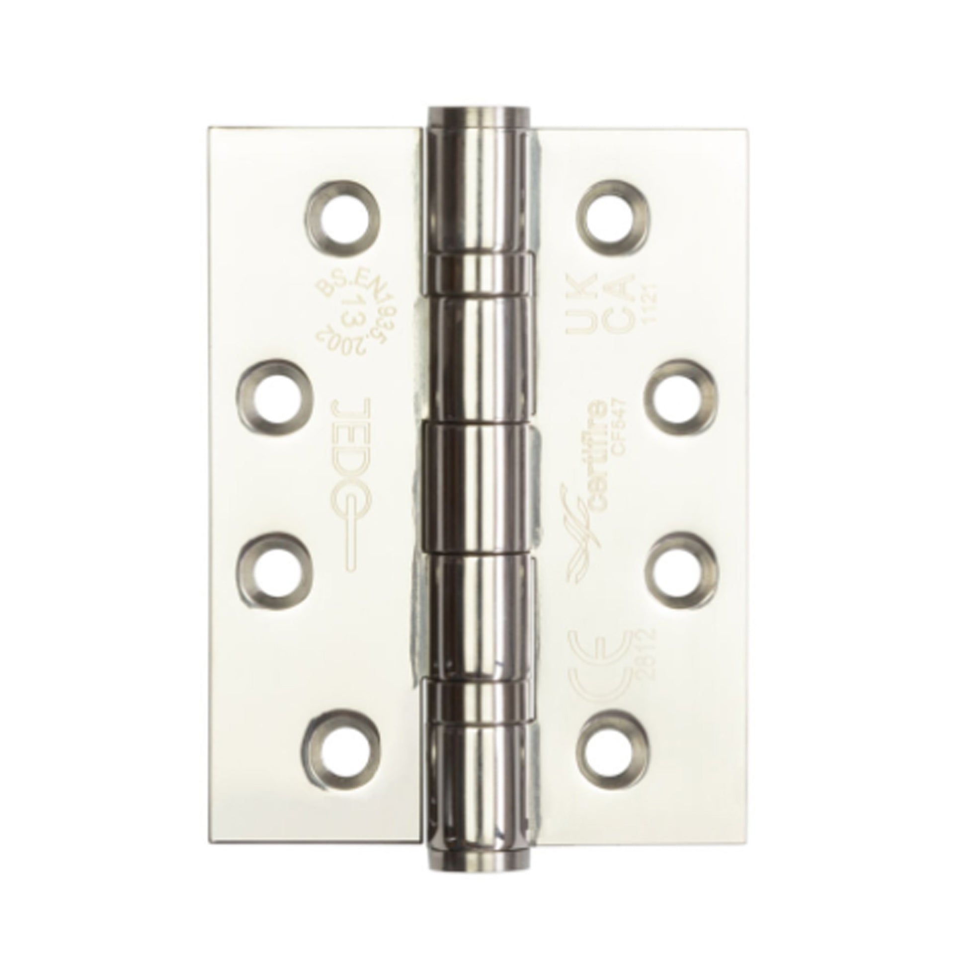 Polished Chrome 4" (100mm) Grade 13 Ball Bearing Hinge on a white background.