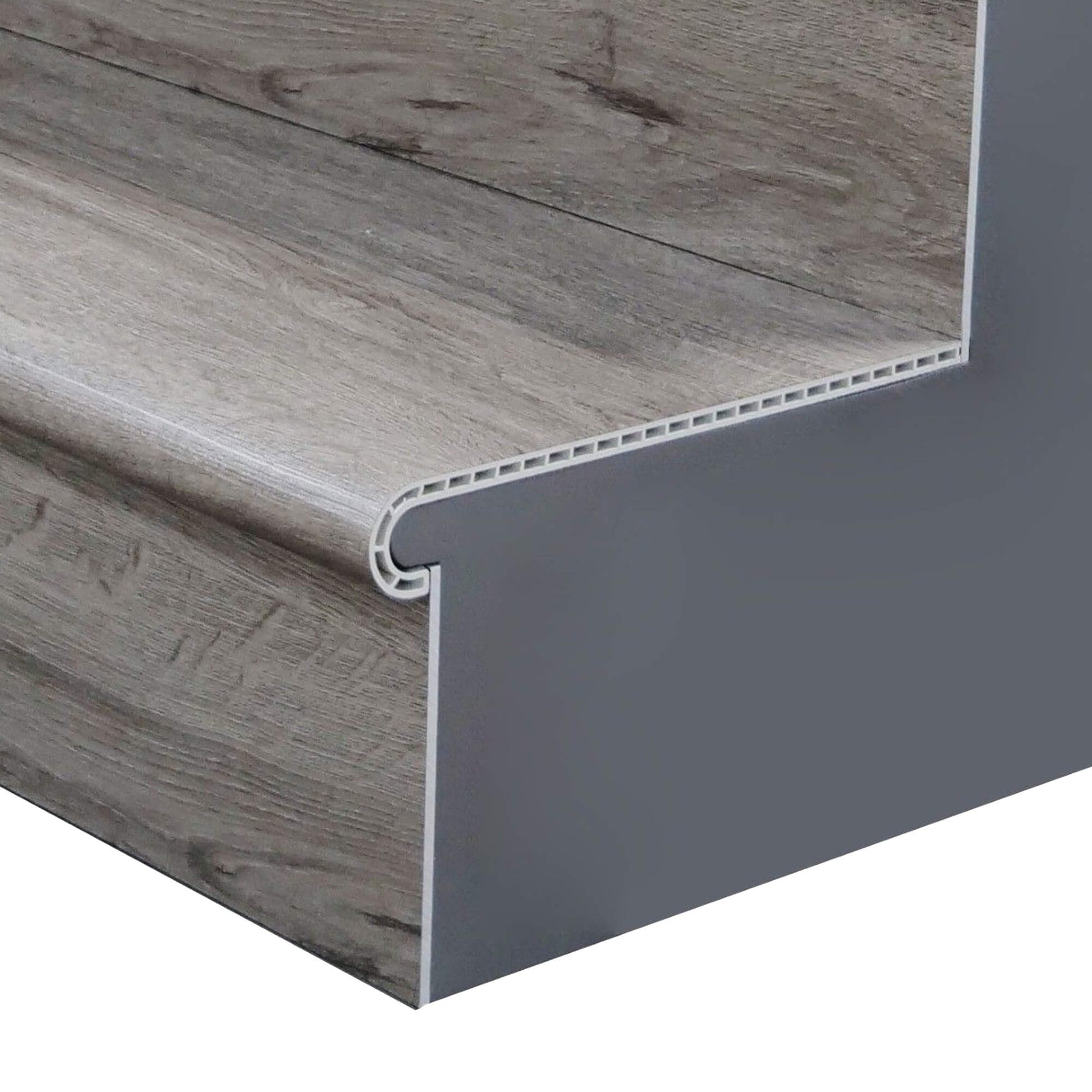 Close-up of the Grey Vinyl Stairclad System