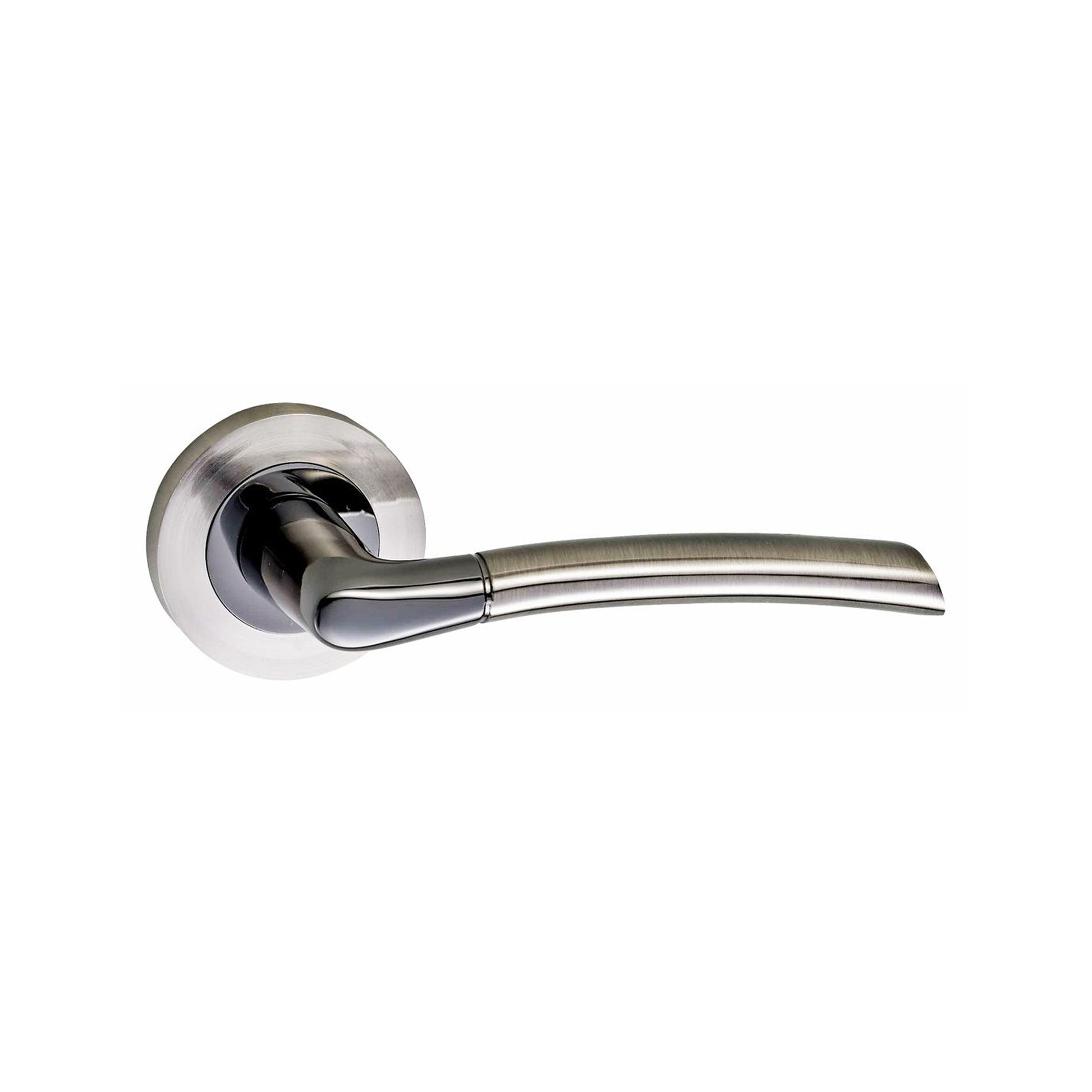 A Storm Black Nickel & Nickel Brushed Handle on a white background