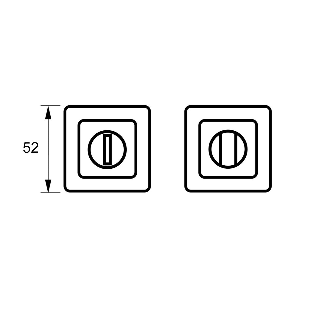 Technical drawing of an E3 Square Escutcheon on a white background.