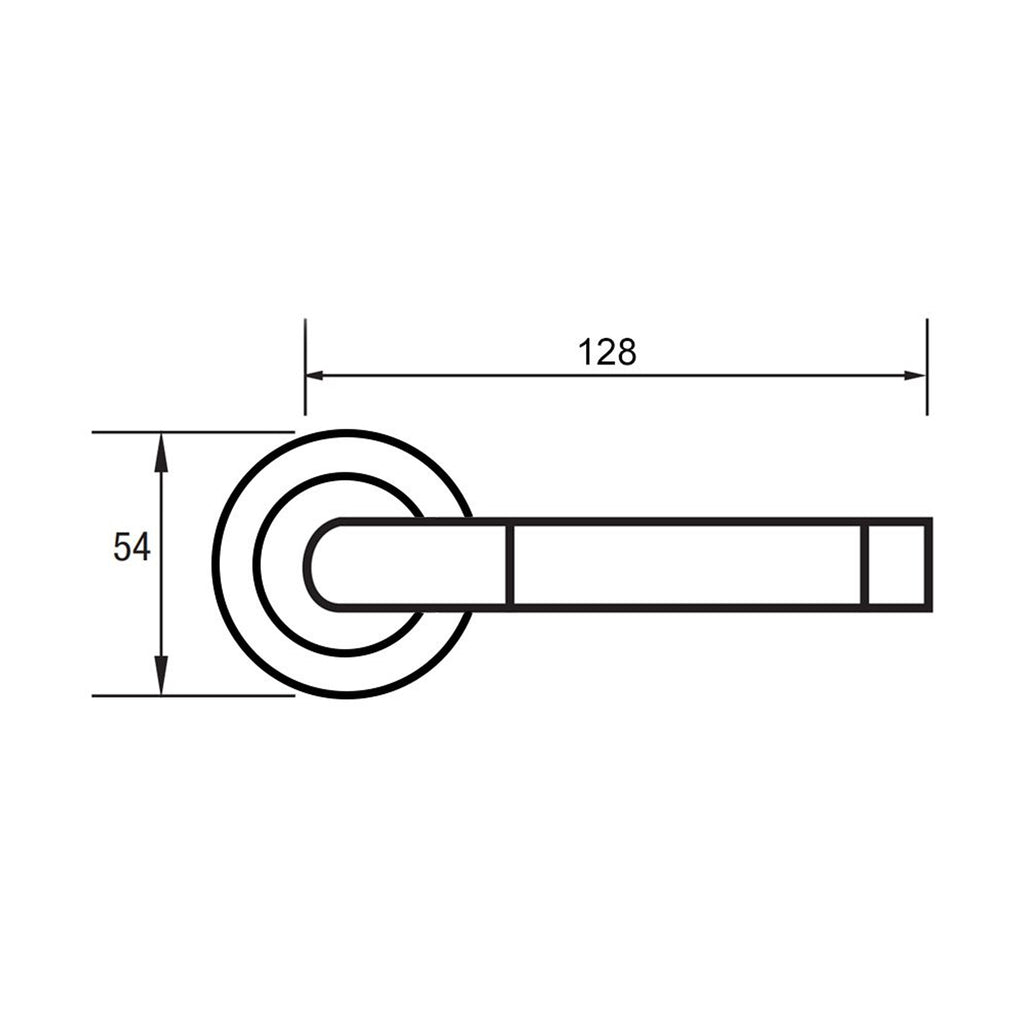 Technical drawing of a Tempest Nickel Brushed & Polished Chrome handle with dimensions labeled