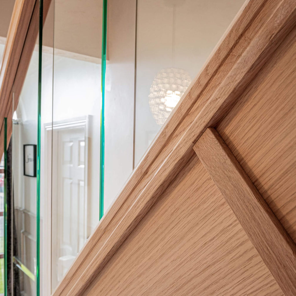 Close-up view of the Urban Staircase glass panels