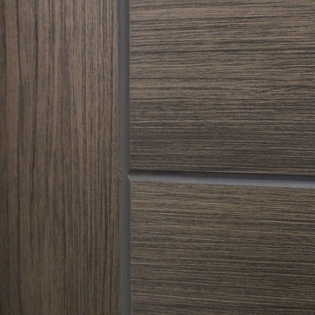 Close-up of the grooves on a Vancouver Walnut 40mm Laminate Door