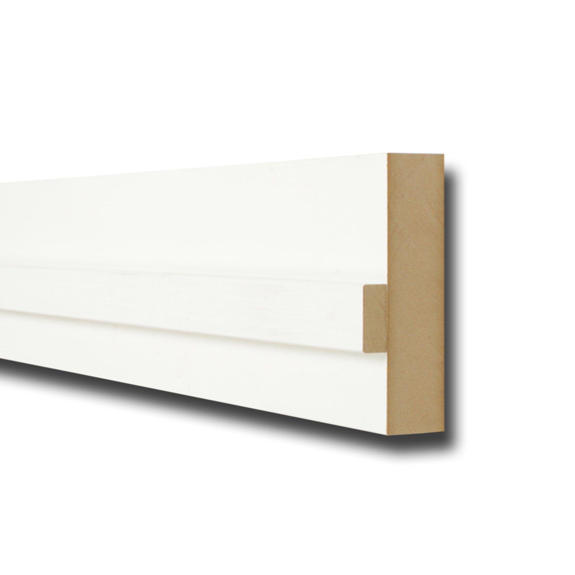 Close-up of a White Primed Internal Door Frame on a white background