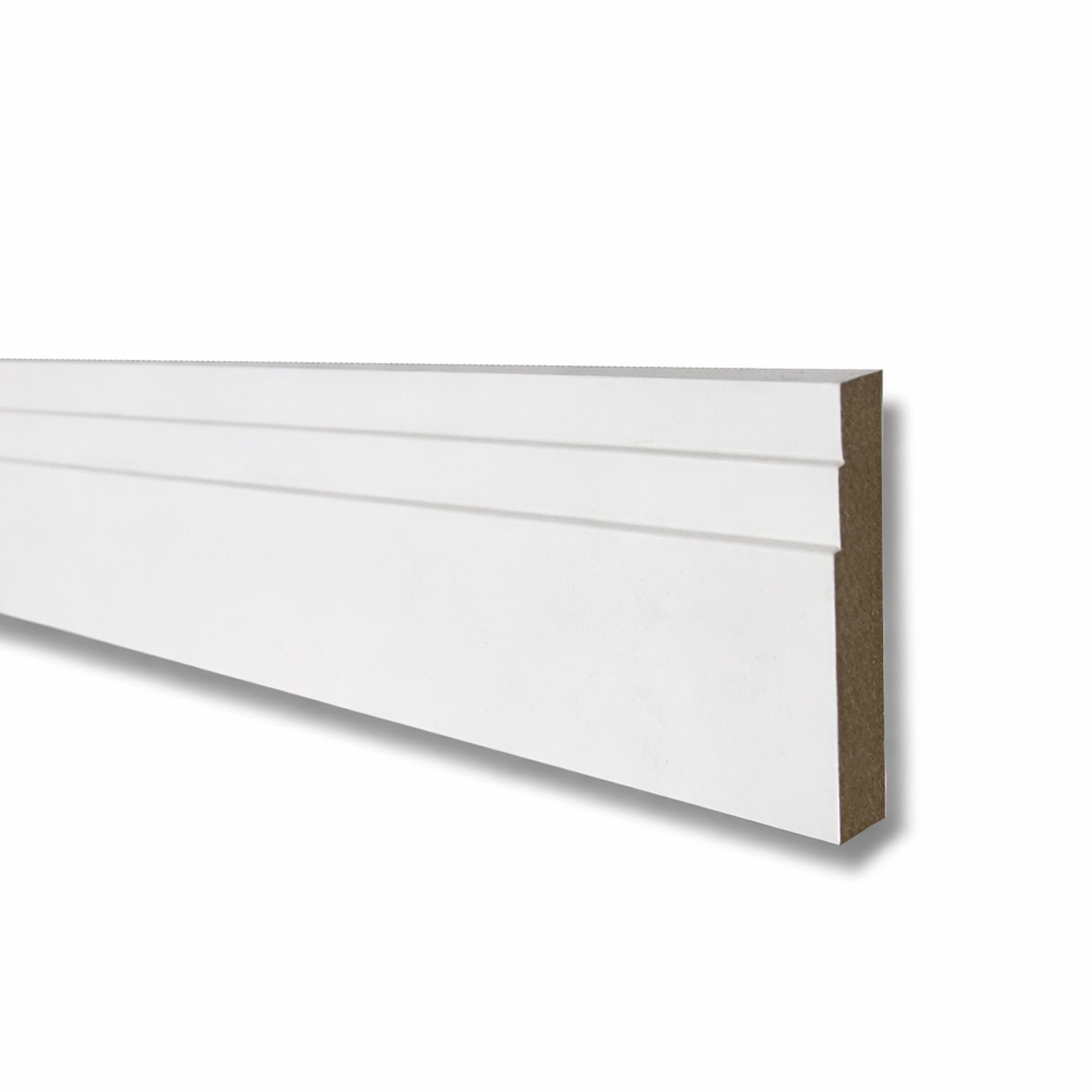 White Primed Stepped Skirting Board on a white background